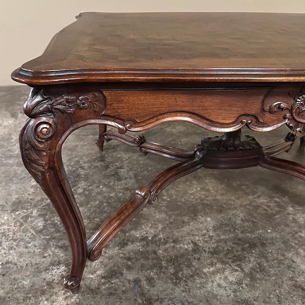Antique French Louis XV Parquet Walnut Library Table ~ Center Table For Sale 10
