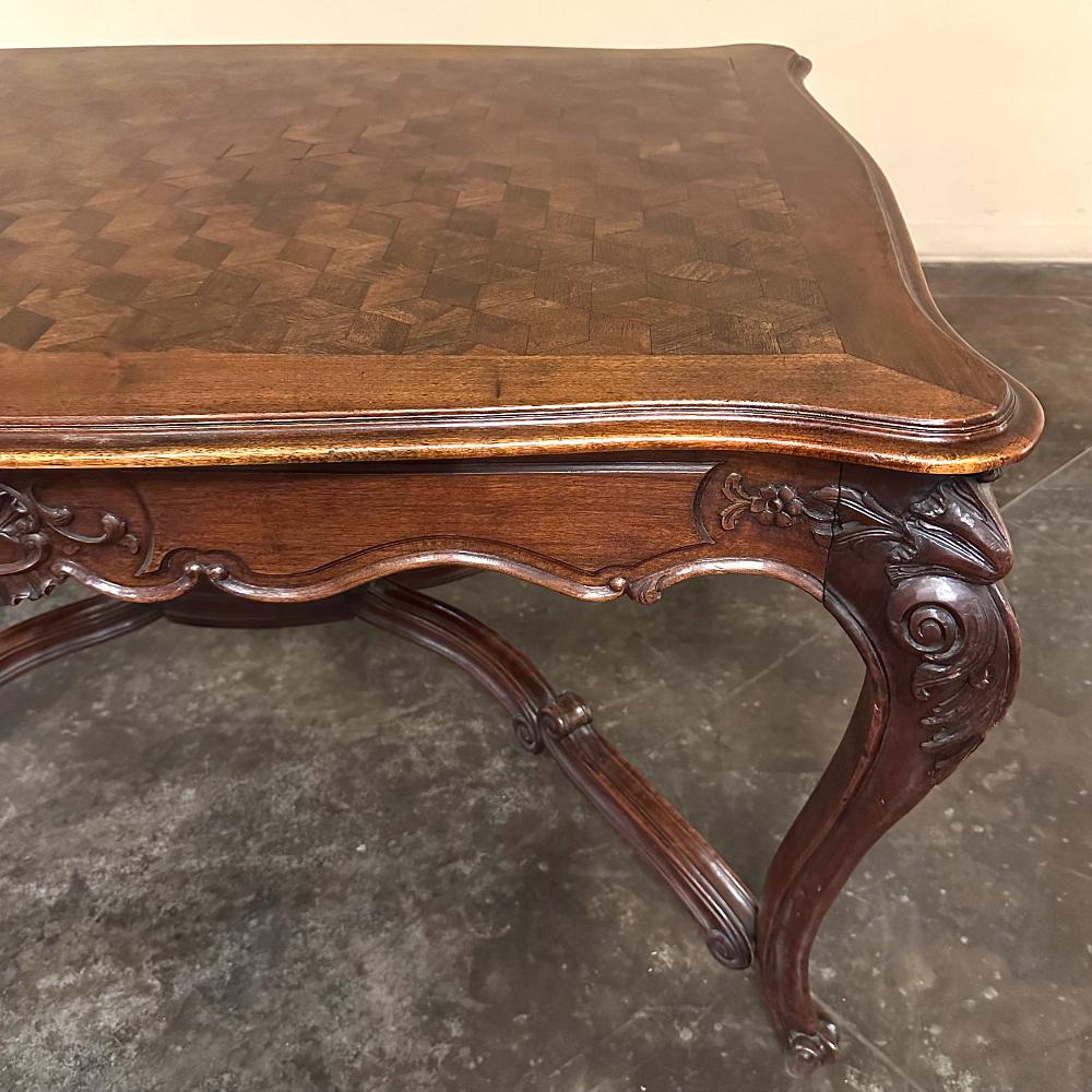Antique French Louis XV Parquet Walnut Library Table ~ Center Table For Sale 11