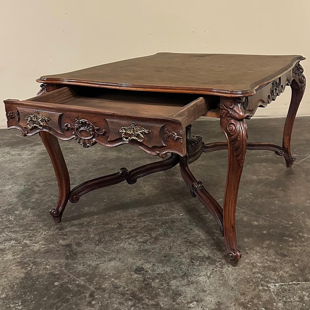 Antique French Louis XV Parquet Walnut Library Table ~ Center Table For Sale 2