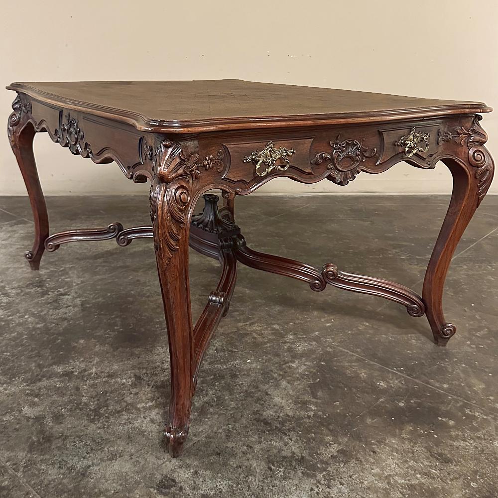 Antique French Louis XV Parquet Walnut Library Table ~ Center Table For Sale 4