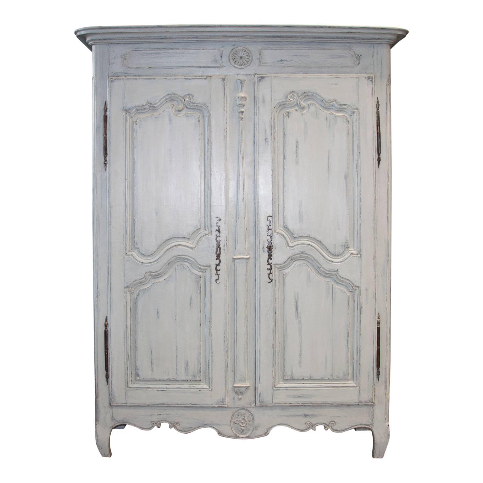 Antique French Louis XV Period Armoire Cupboard Patina For Sale