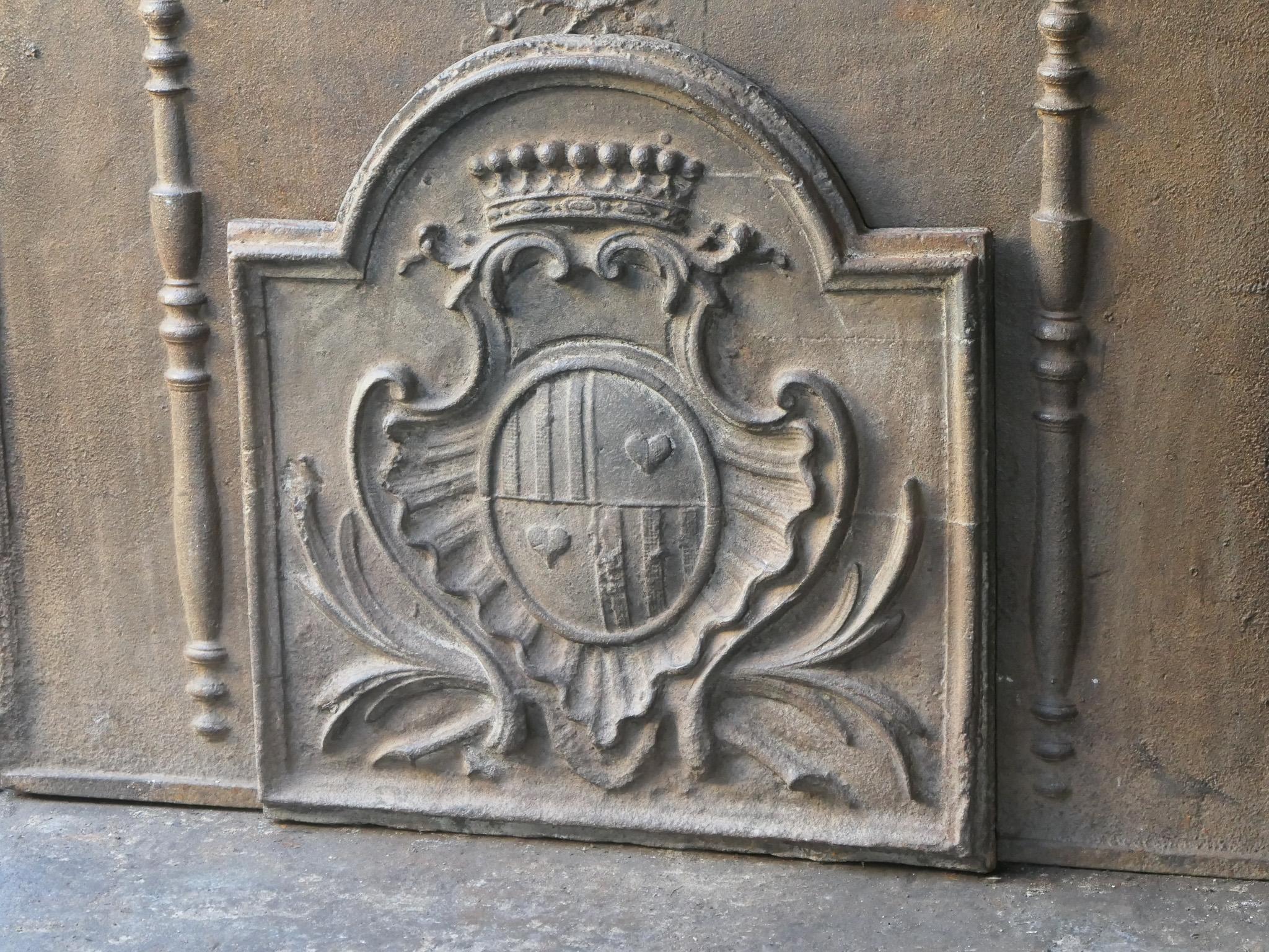 18th Century and Earlier Antique French Louis XV Period 'Arms of France' Fireback / Backsplash For Sale