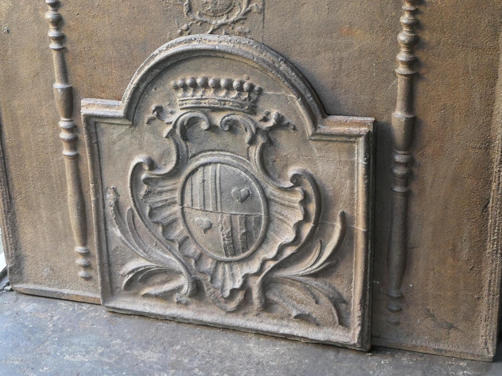Iron Antique French Louis XV Period 'Arms of France' Fireback / Backsplash For Sale
