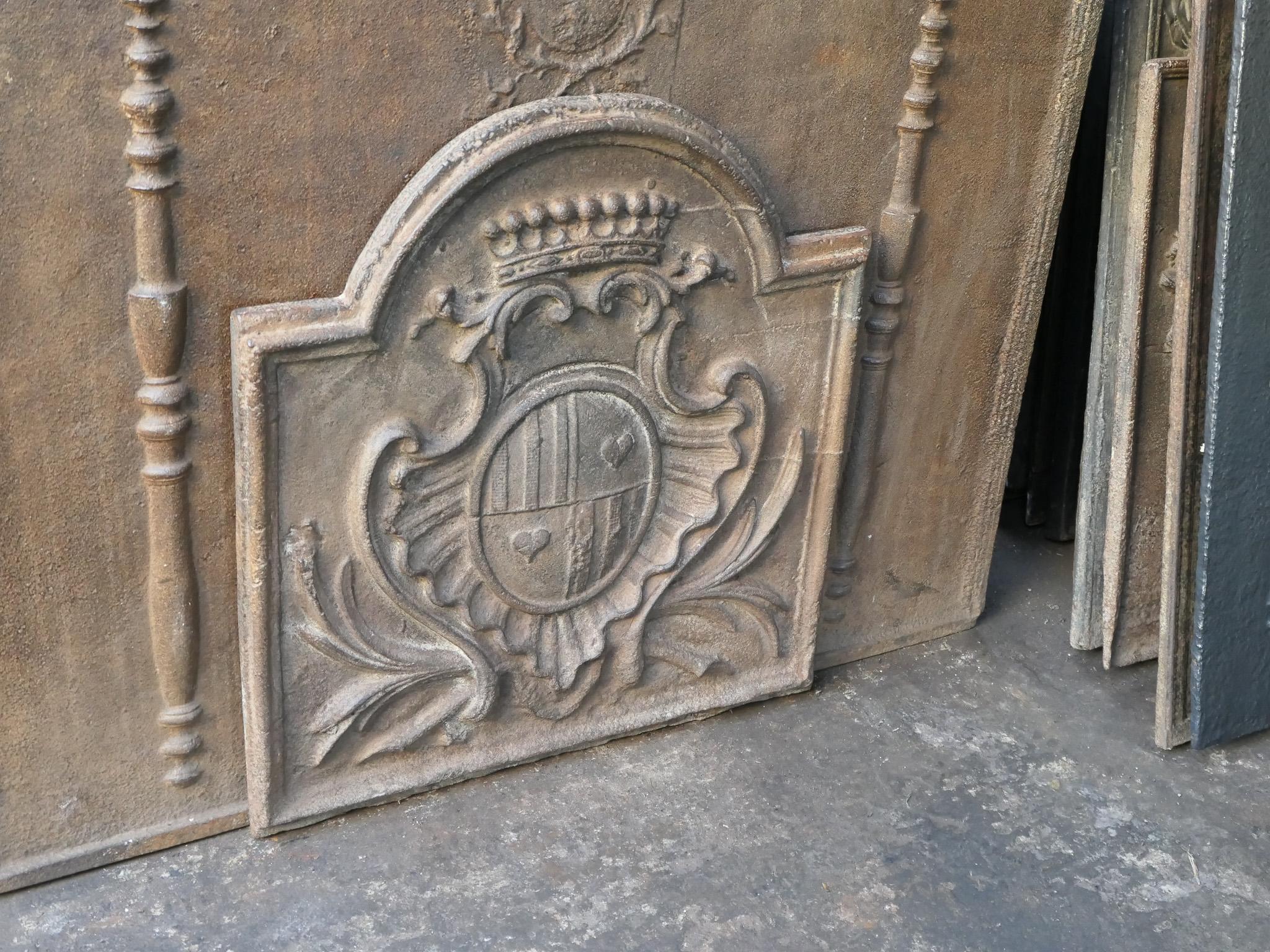 Fer Plaque de cheminée française ancienne d'époque Louis XV « Arms of France » en vente