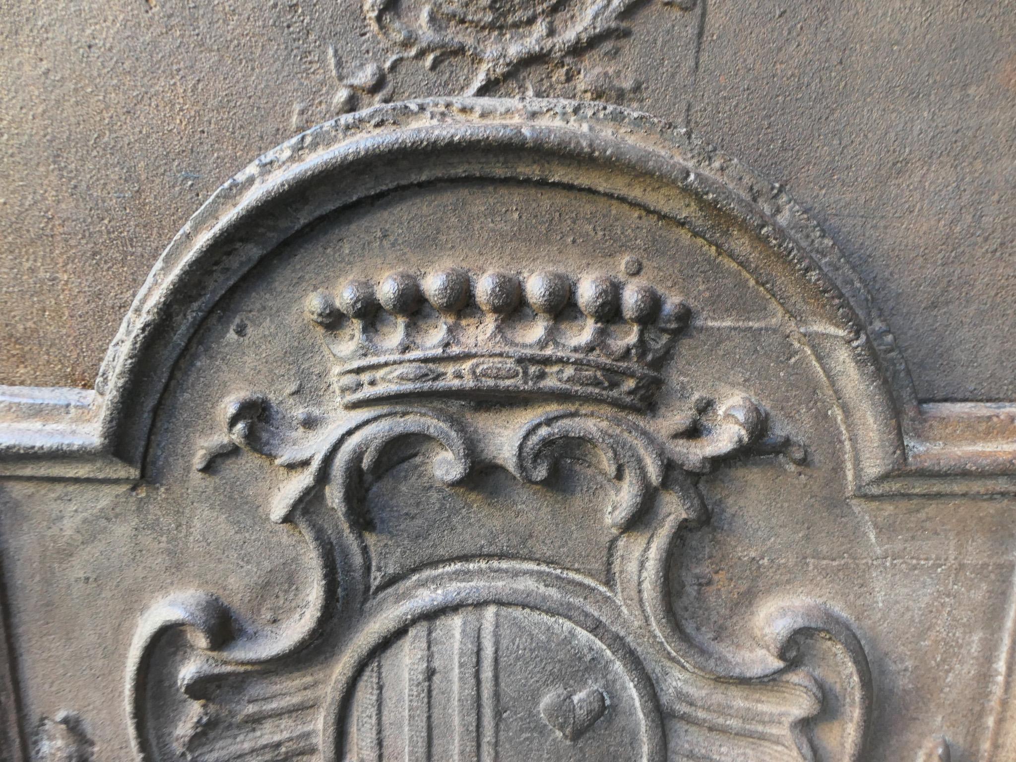 Plaque de cheminée française ancienne d'époque Louis XV « Arms of France » en vente 1