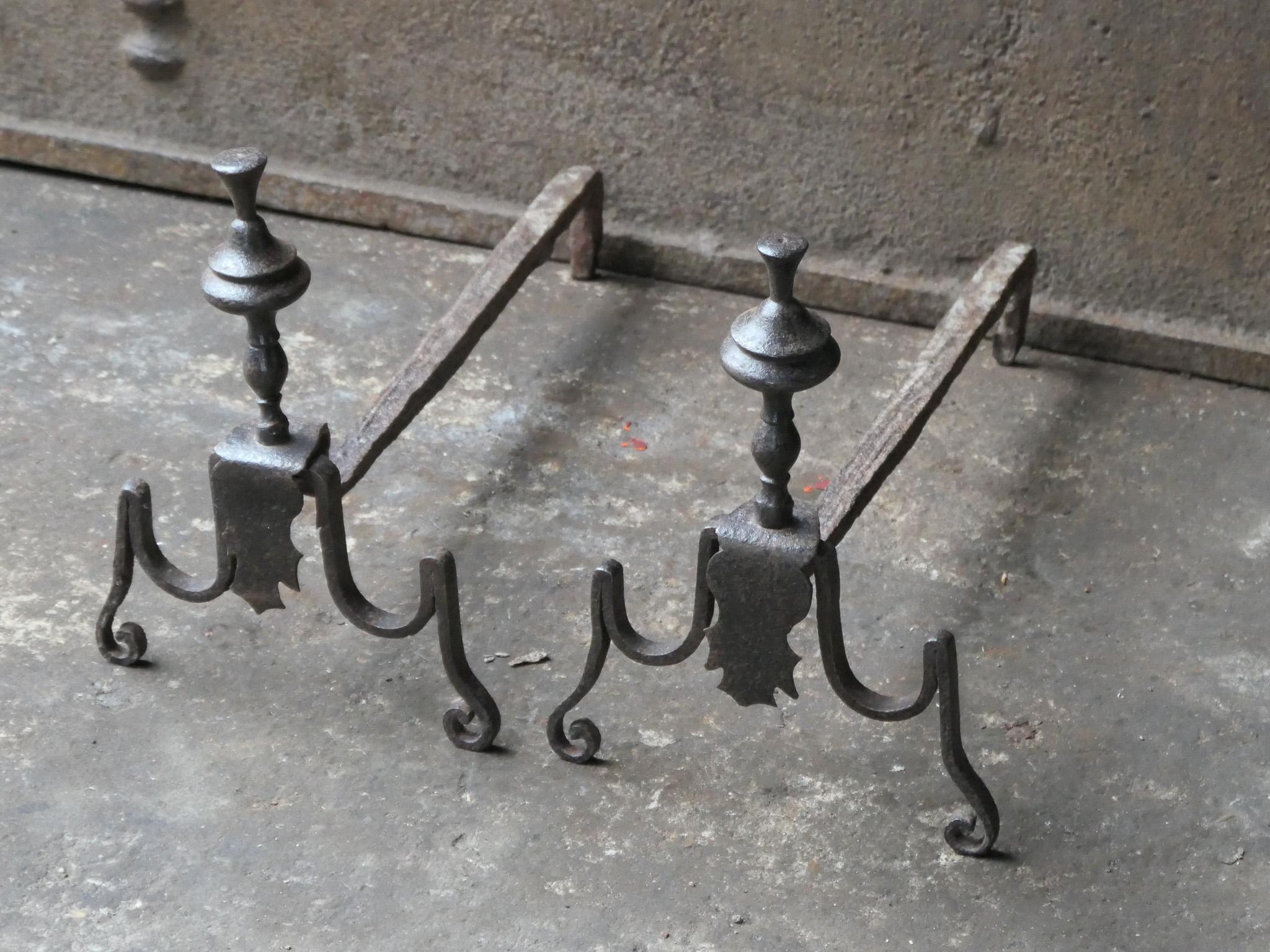 Antique French Louis XV Period Fire Andirons, 18th Century  For Sale 4