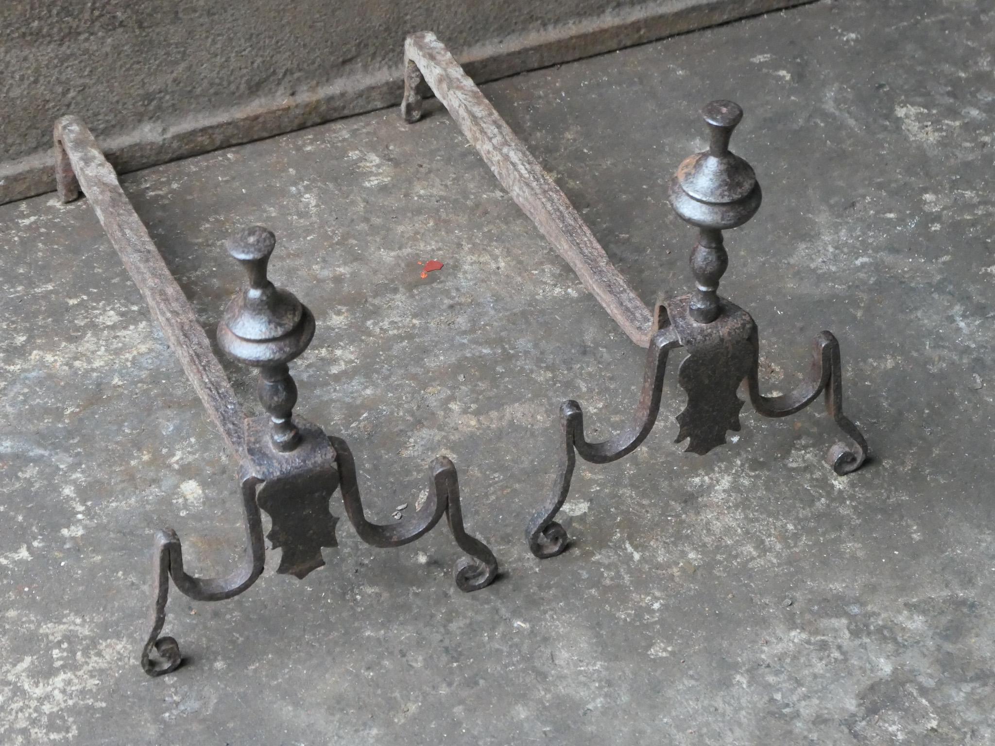 Antique French Louis XV Period Fire Andirons, 18th Century  For Sale 5