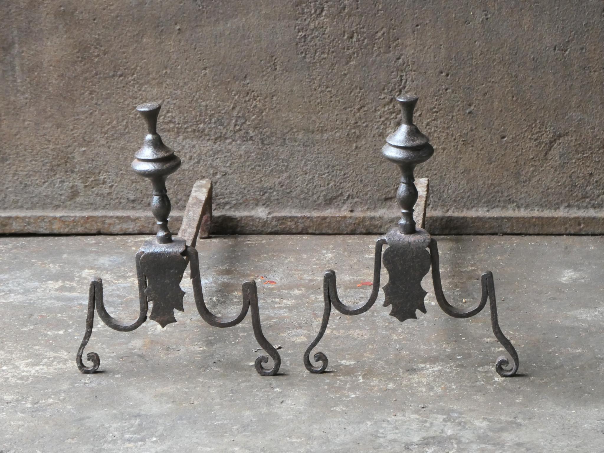 Antique French Louis XV Period Fire Andirons, 18th Century  For Sale 2