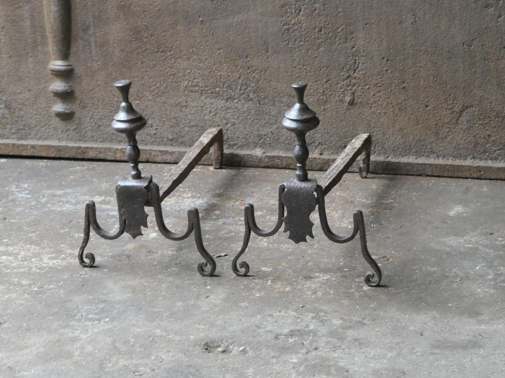 Antique French Louis XV Period Fire Andirons, 18th Century  For Sale 3