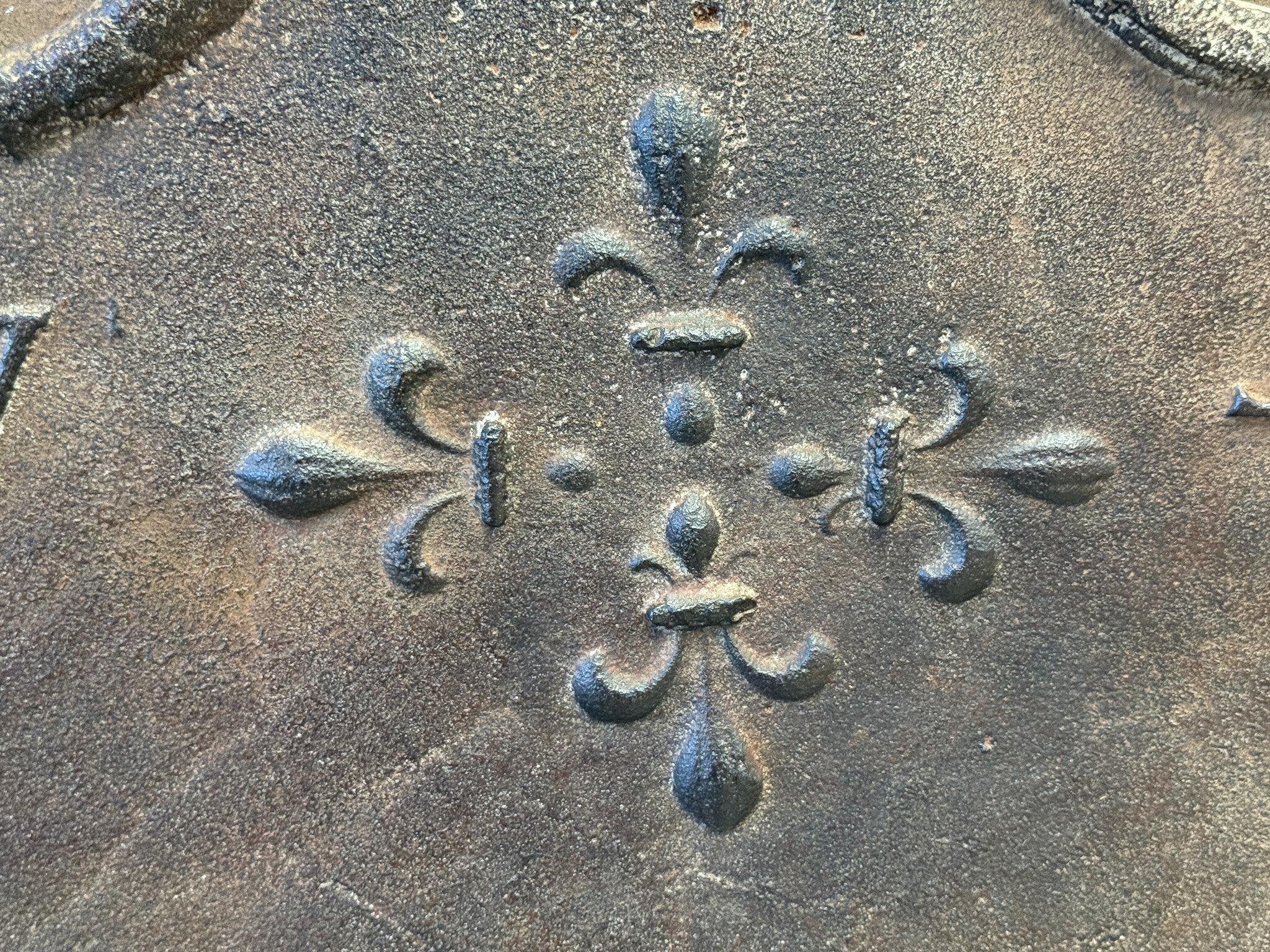 Antique French Luigi XV Periodo 'Fleur De Lys' Fireback / Backsplash In condizioni buone in vendita a Amerongen, Amerongen