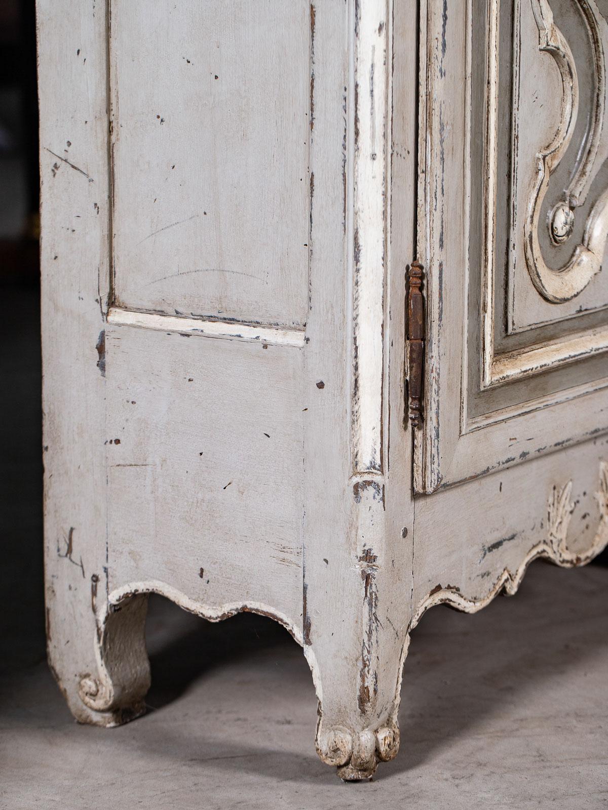 Antique French Louis XV Period Painted and Carved Corner Cabinet, circa 1740 For Sale 6