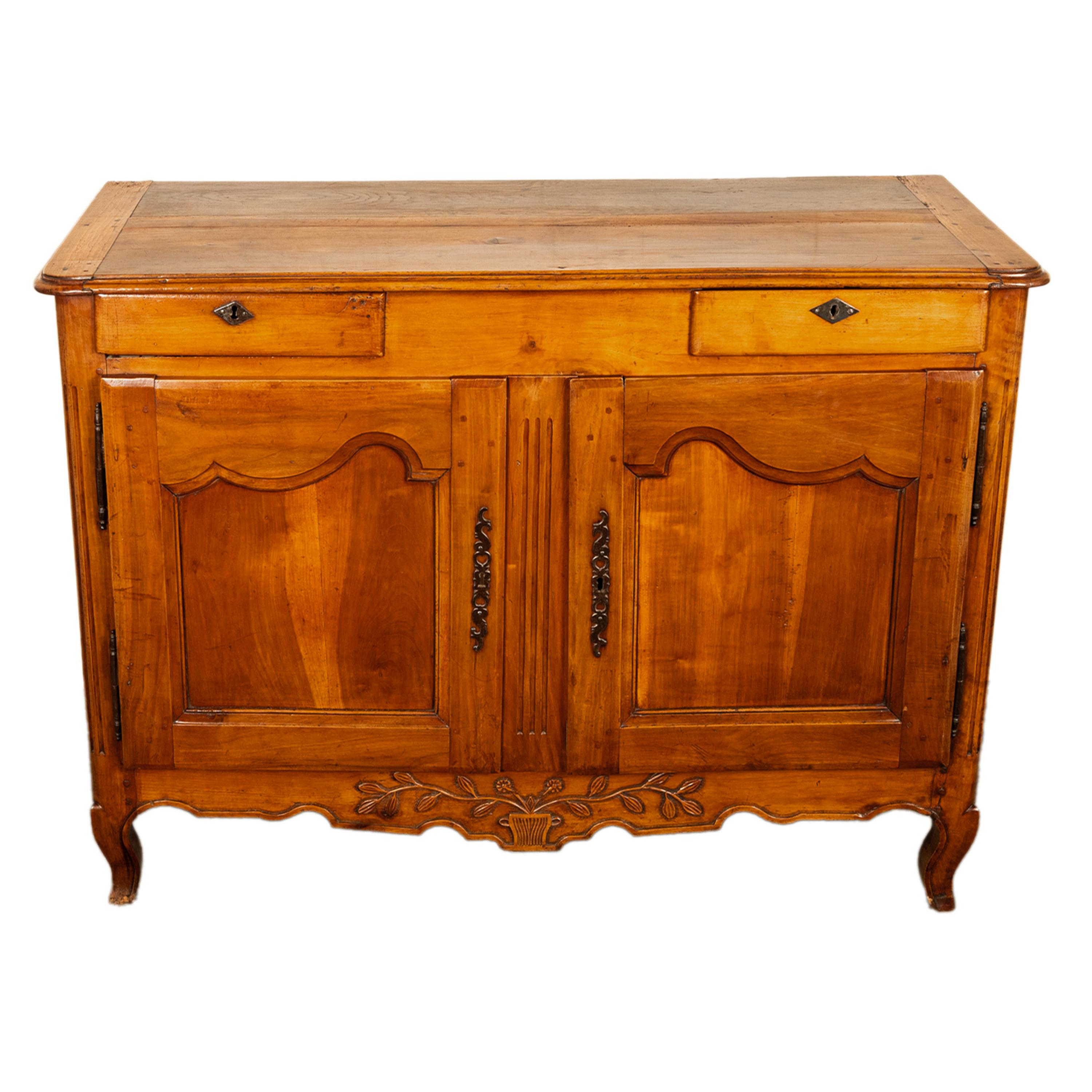 Antique French Louis XV Provincial Carved Walnut Buffet Sideboard Cabinet 1820 in vendita 5