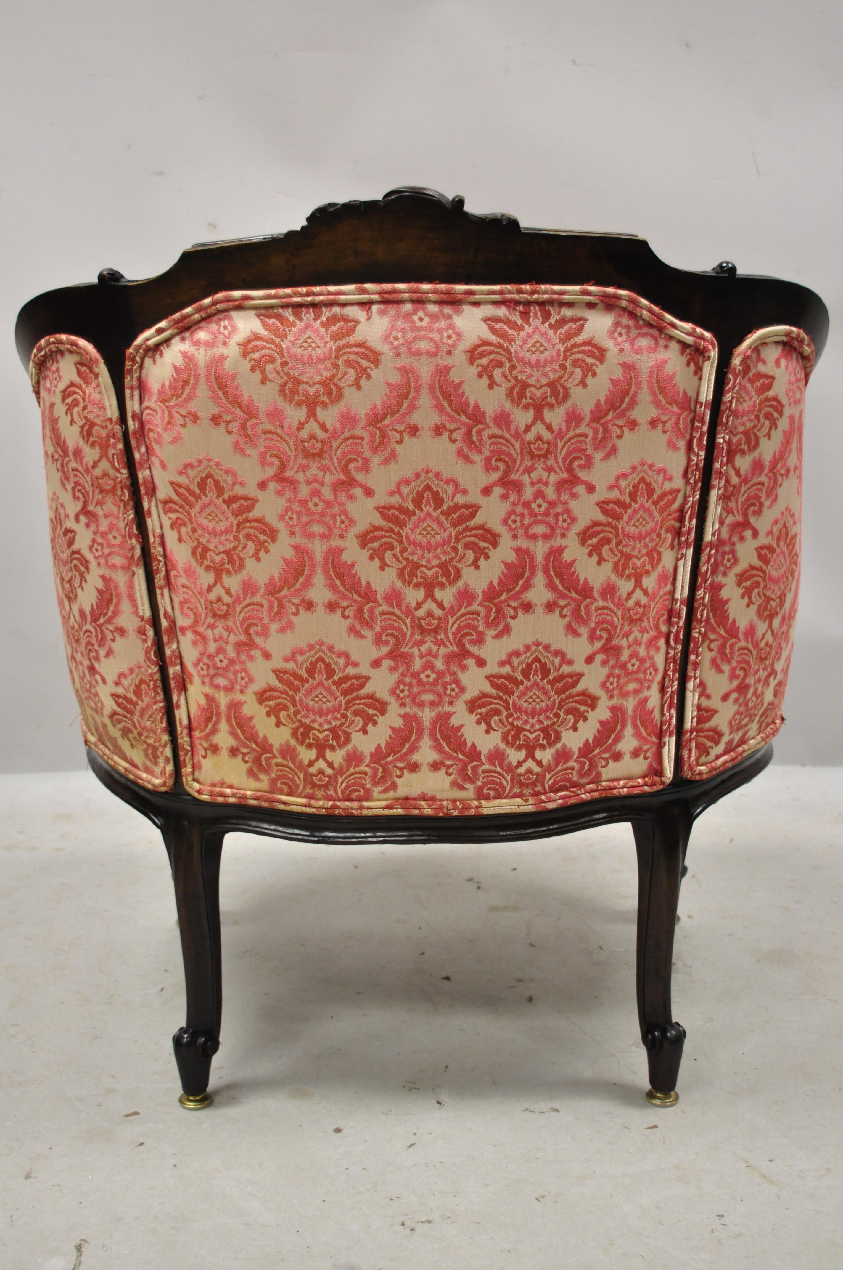 20th Century Antique French Louis XV Provincial Walnut Upholstered Boudoir Accent Chair