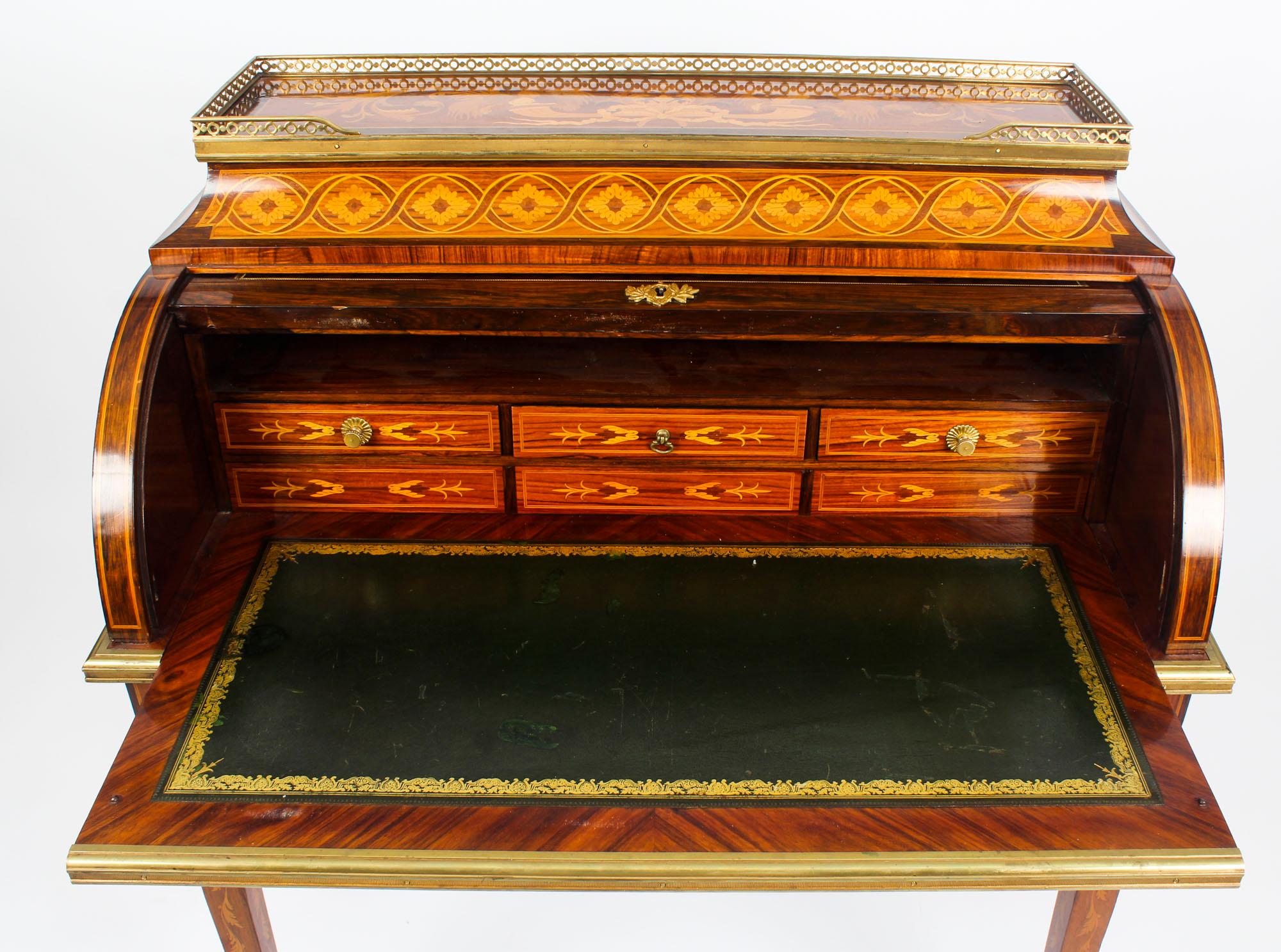 Antique French Louis XV Revival Cylinder Bureau Howard & Sons, 19th Century In Excellent Condition In London, GB