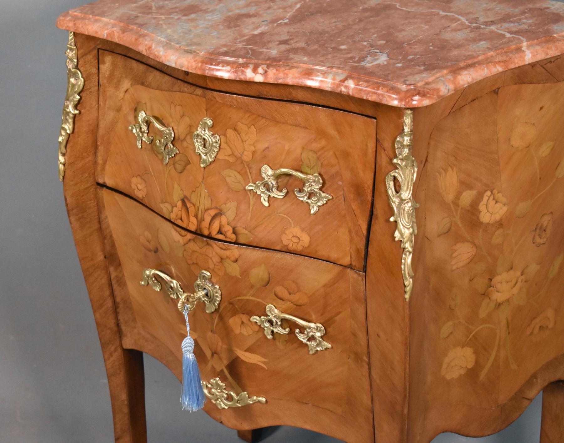 Antique French Louis XV Revival Marquetry Bombe Commode 19C For Sale 1