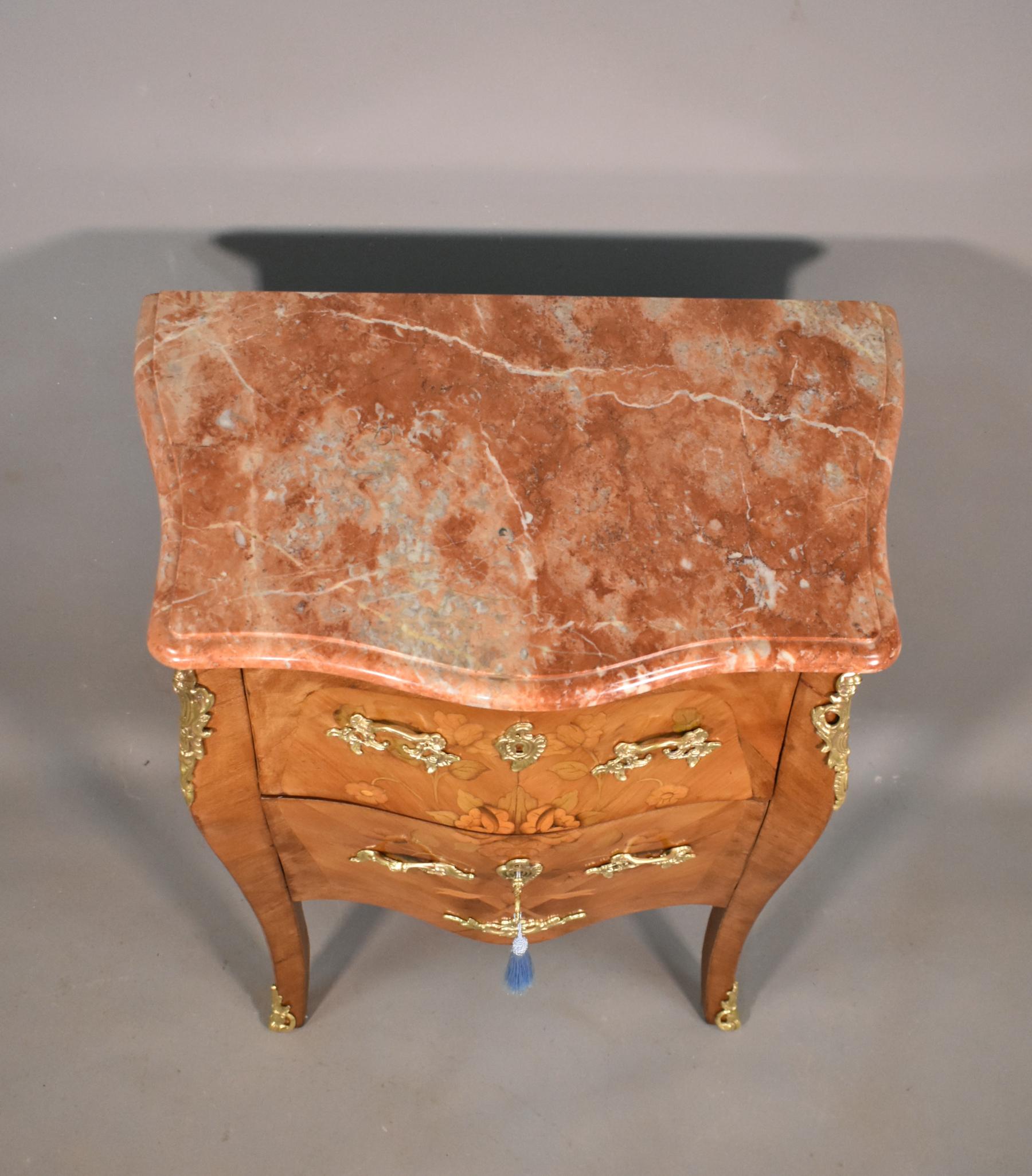Antique French Louis XV Revival Marquetry Bombe Commode 19C For Sale 3