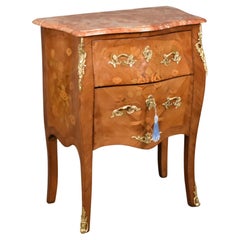 Antique French Louis XV Revival Marquetry Bombe Commode 19C