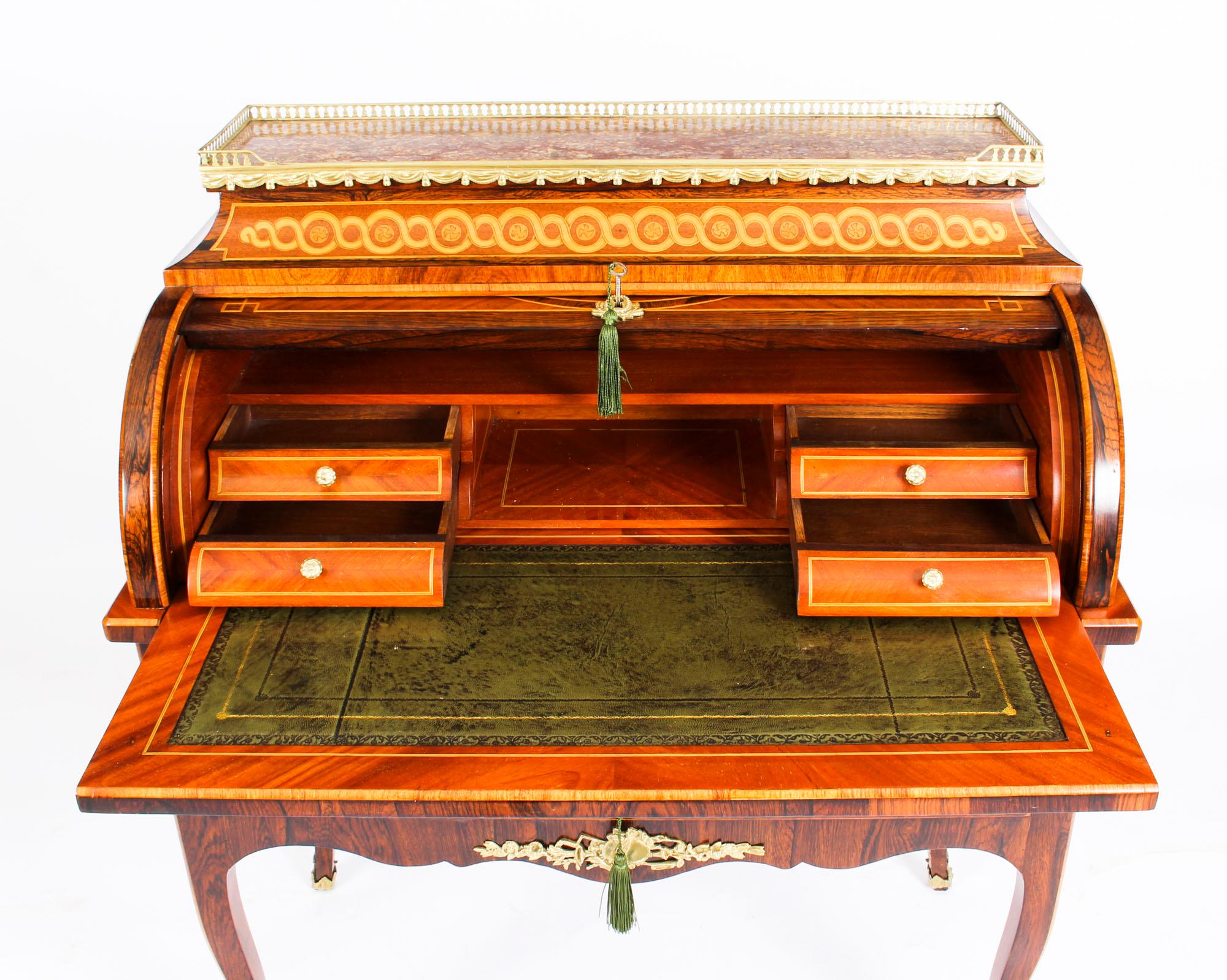 Antique French Louis XV Revival Marquetry Bureau, 19th Century 5