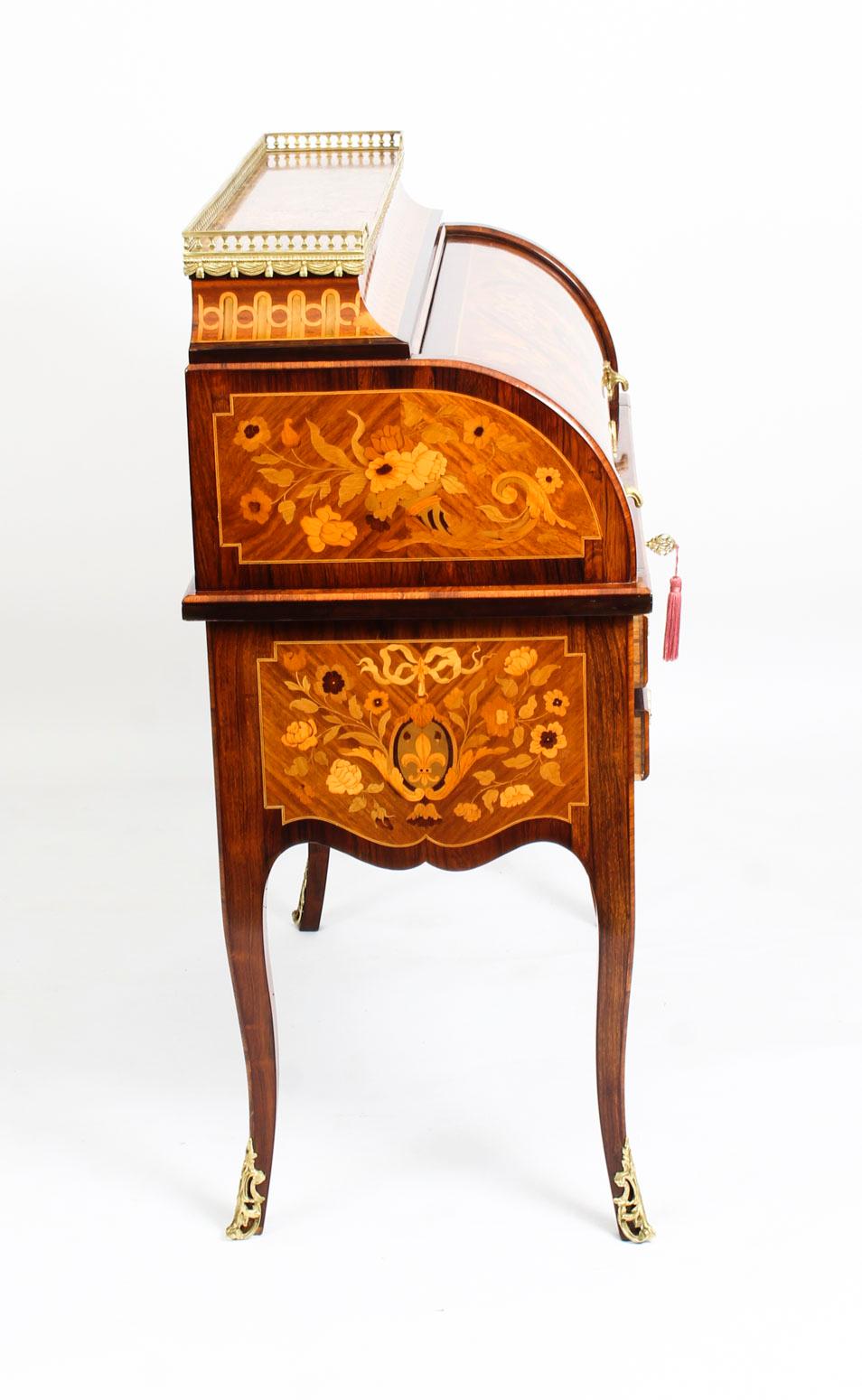 Antique French Louis XV Revival Marquetry Bureau, 19th Century 7