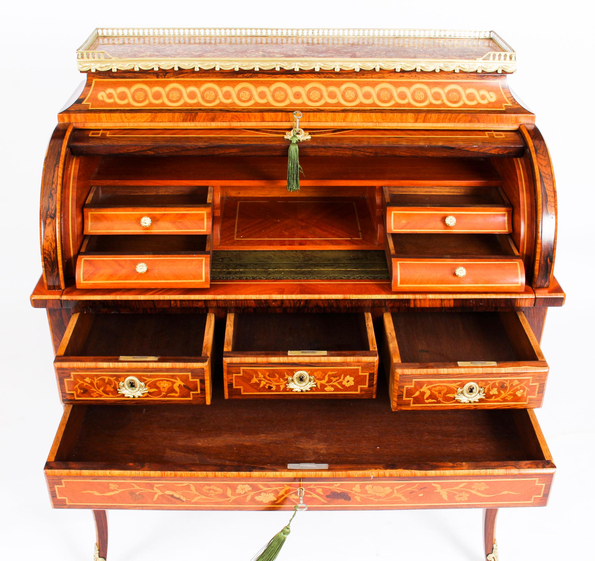 Antique French Louis XV Revival Marquetry Bureau, 19th Century 7