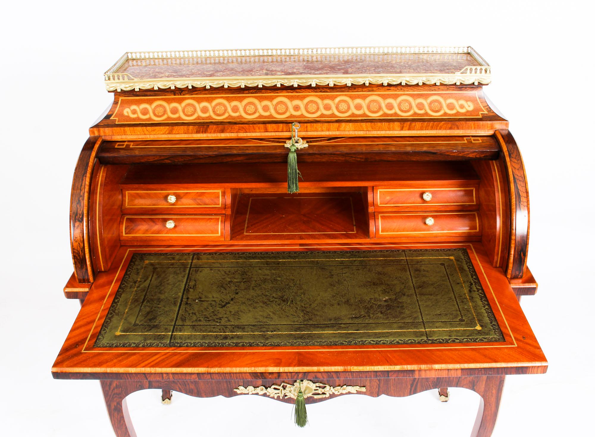Antique French Louis XV Revival Marquetry Bureau, 19th Century 8