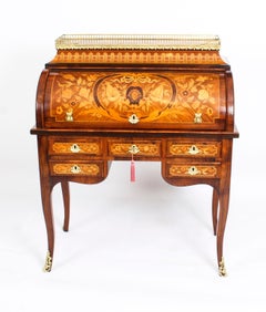 Antique French Louis XV Revival Marquetry Bureau, 19th Century