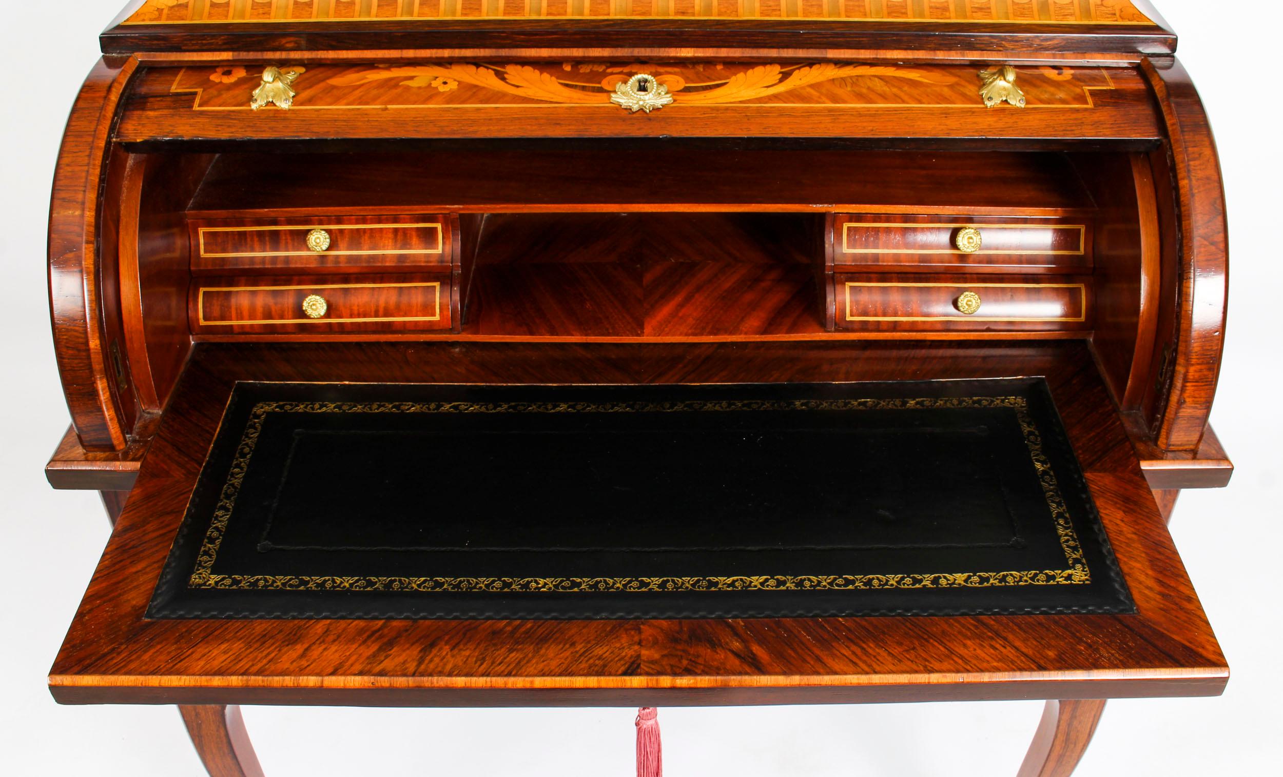 Antique French Louis XV Revival Marquetry Bureau, 19th Century 15