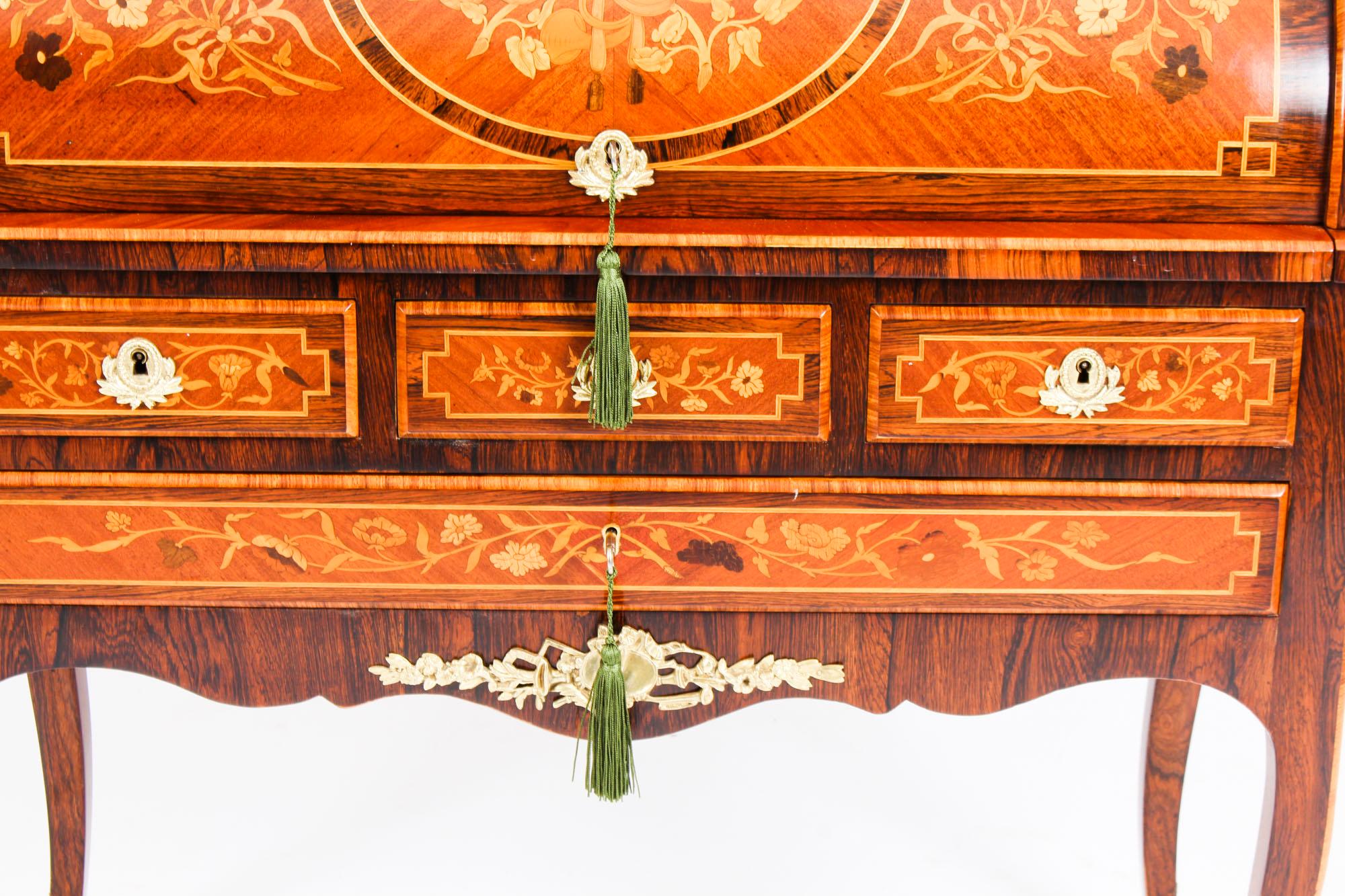 Late 19th Century Antique French Louis XV Revival Marquetry Bureau, 19th Century