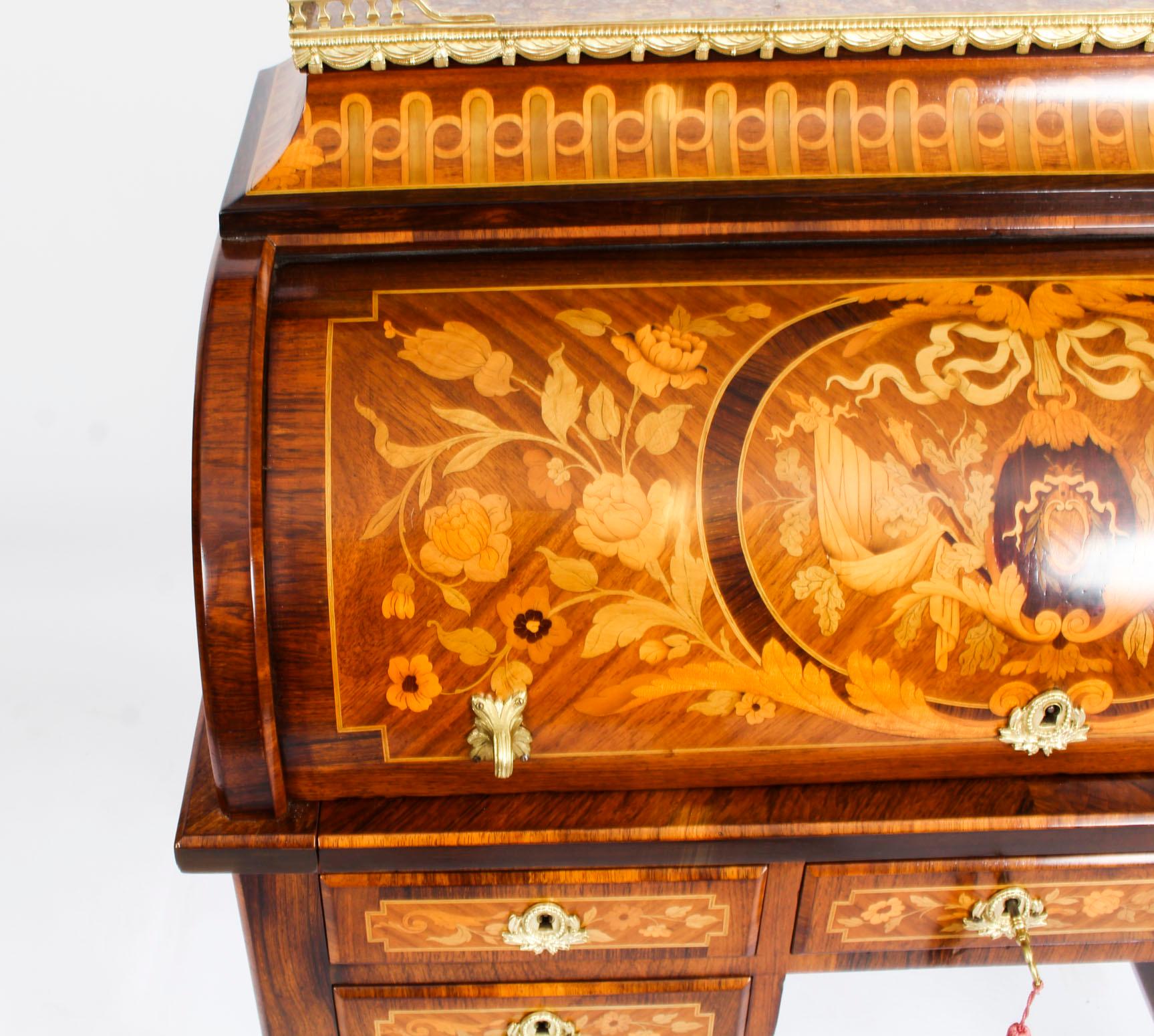 Antique French Louis XV Revival Marquetry Bureau, 19th Century 1