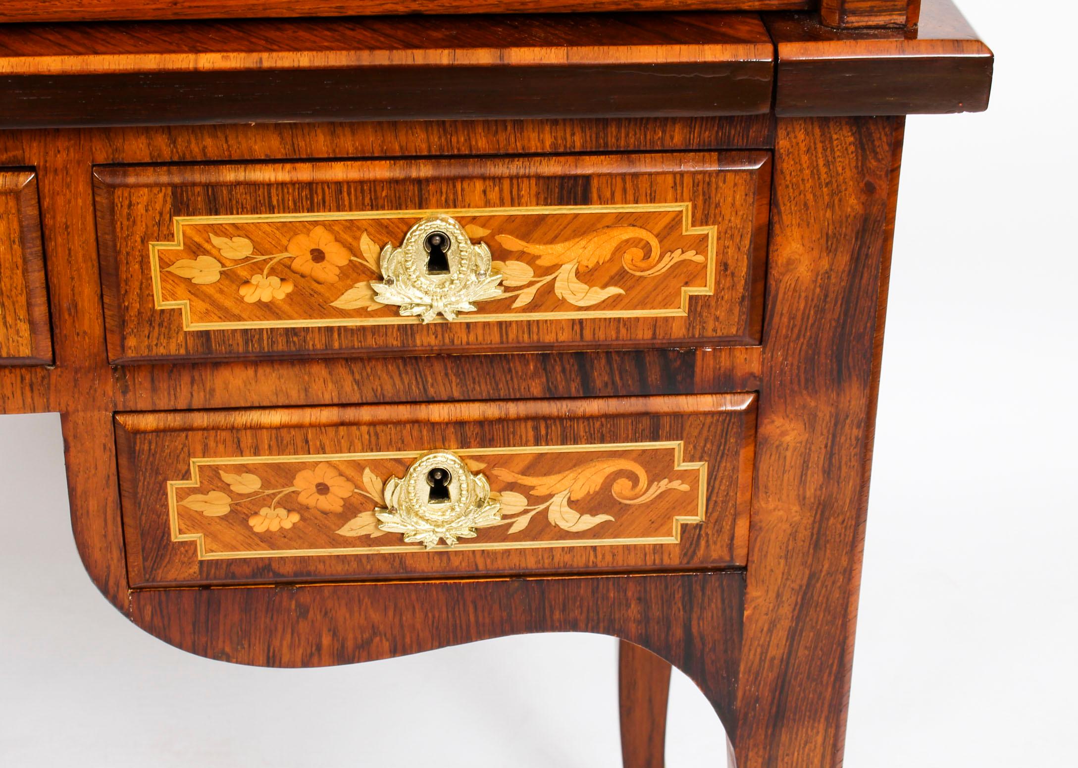 Antique French Louis XV Revival Marquetry Bureau, 19th Century 3
