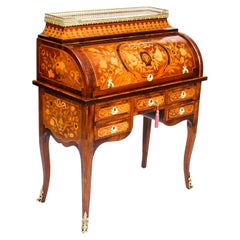 Antique French Louis XV Revival Marquetry Bureau, 19th Century