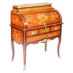 Antique French Louis XV Revival Marquetry Bureau, 19th Century