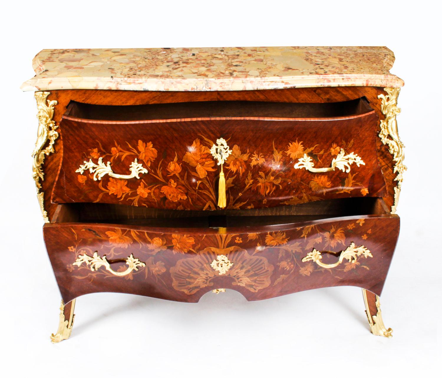 Antique French Louis XV Revival Marquetry Commode Chest 19th C 6