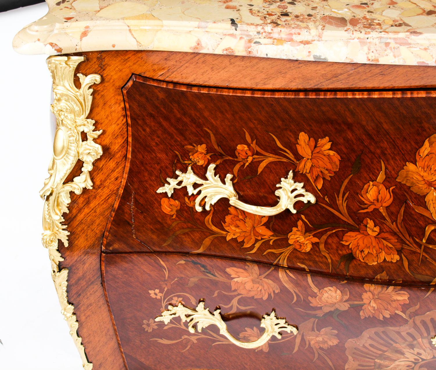 Antique French Louis XV Revival Marquetry Commode Chest 19th C 12