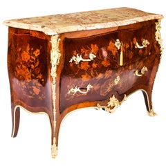 Antique French Louis XV Revival Marquetry Commode Chest 19th C