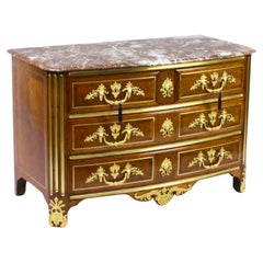 Antique French Louis XV Revival Marquetry Commode Chest, 19th C