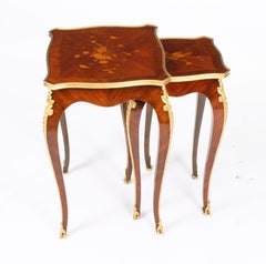 Antique French Louis XV Revival Ormolu Mounted Nest Tables, C1880