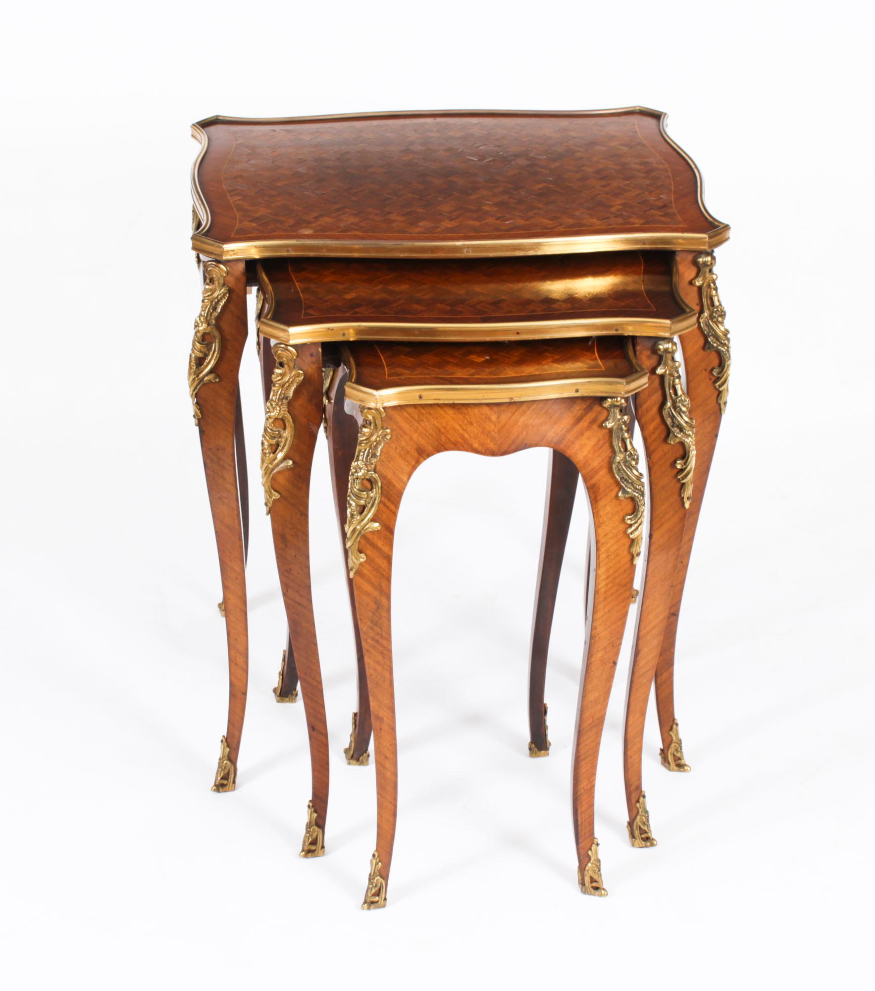Antique French Louis XV Revival Ormolu Mounted Nest Tables C1880 In Good Condition In London, GB