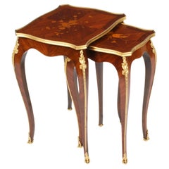 Anciennes tables de chevet françaises de style néo- Louis XV montées en bronze doré, vers 1880