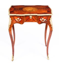 French Louis XV Revival Walnut Marquetry Occasional Side Table, 19th Century