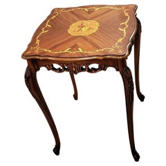 Antique French Louis XV Rocaille Inlaid Marquetry Table