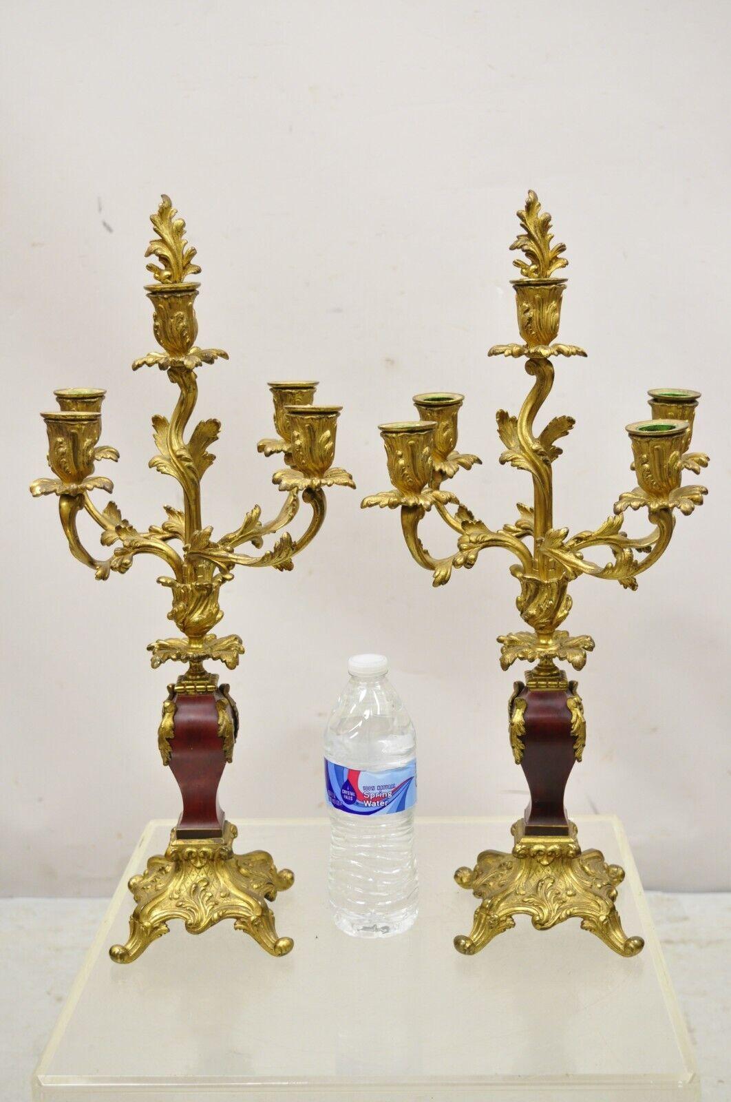 Antique French Louis XV Rococo Style Gold Gilt Bronze Candelabras, a Pair For Sale 6