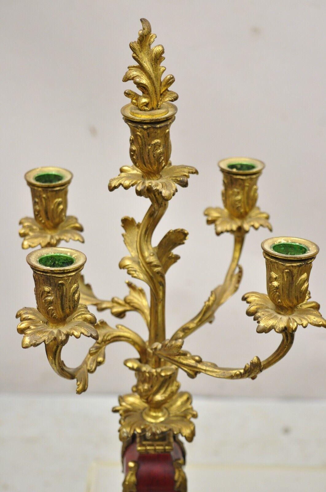 Antique French Louis XV Rococo Style Gold Gilt Bronze Candelabras, a Pair For Sale 7