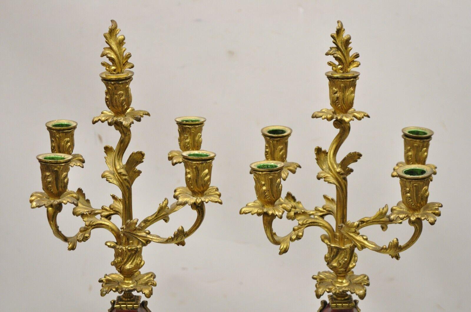 Antique French Louis XV Rococo Style Gold Gilt Bronze Candelabras, a Pair In Good Condition For Sale In Philadelphia, PA