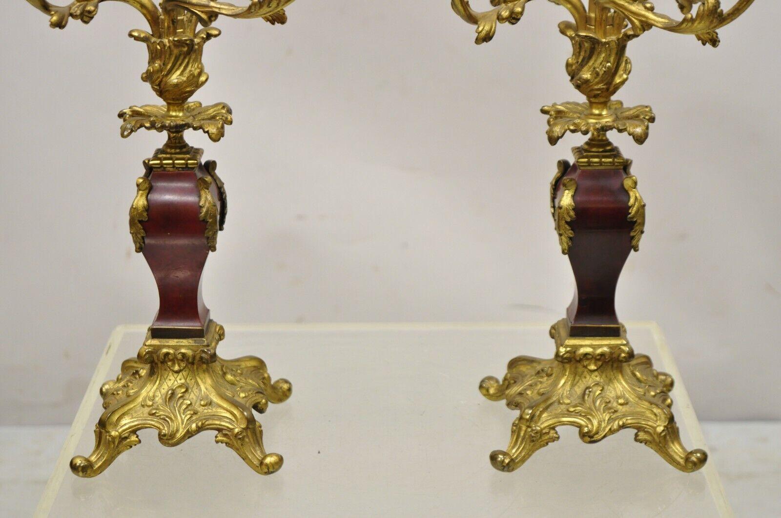 Antique French Louis XV Rococo Style Gold Gilt Bronze Candelabras, a Pair For Sale 4