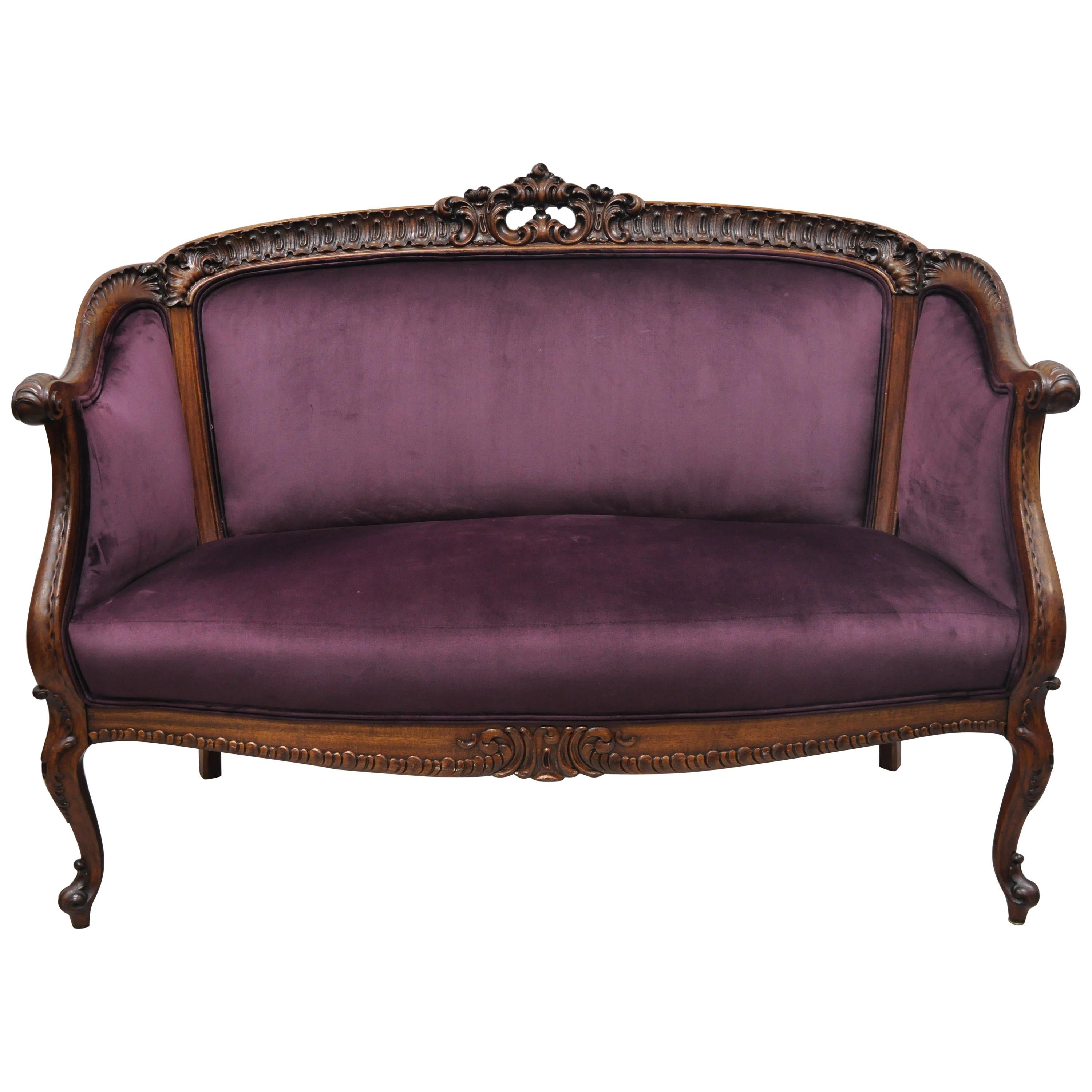19th Century French Rococo Louis XV style handcrafted and foil gilded  Elegant Loveseat Settee