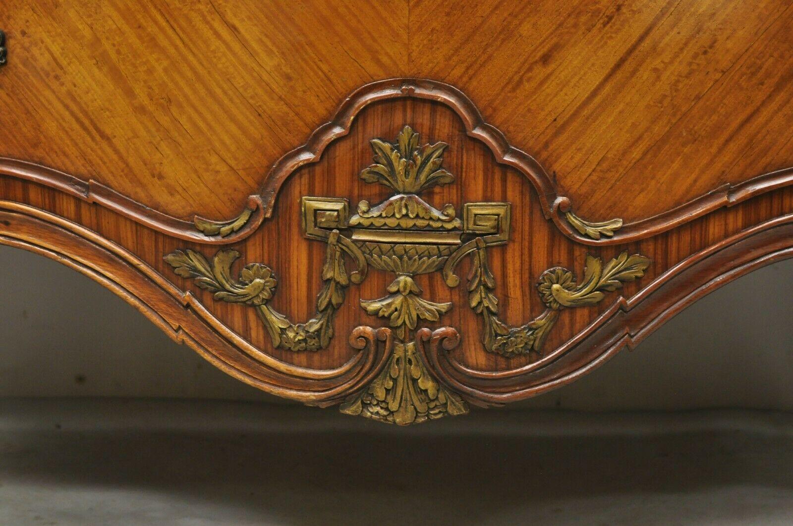 Antike französische Louis XV Rogue-Kommode aus Seidenholz mit Marmorplatte im Angebot 5