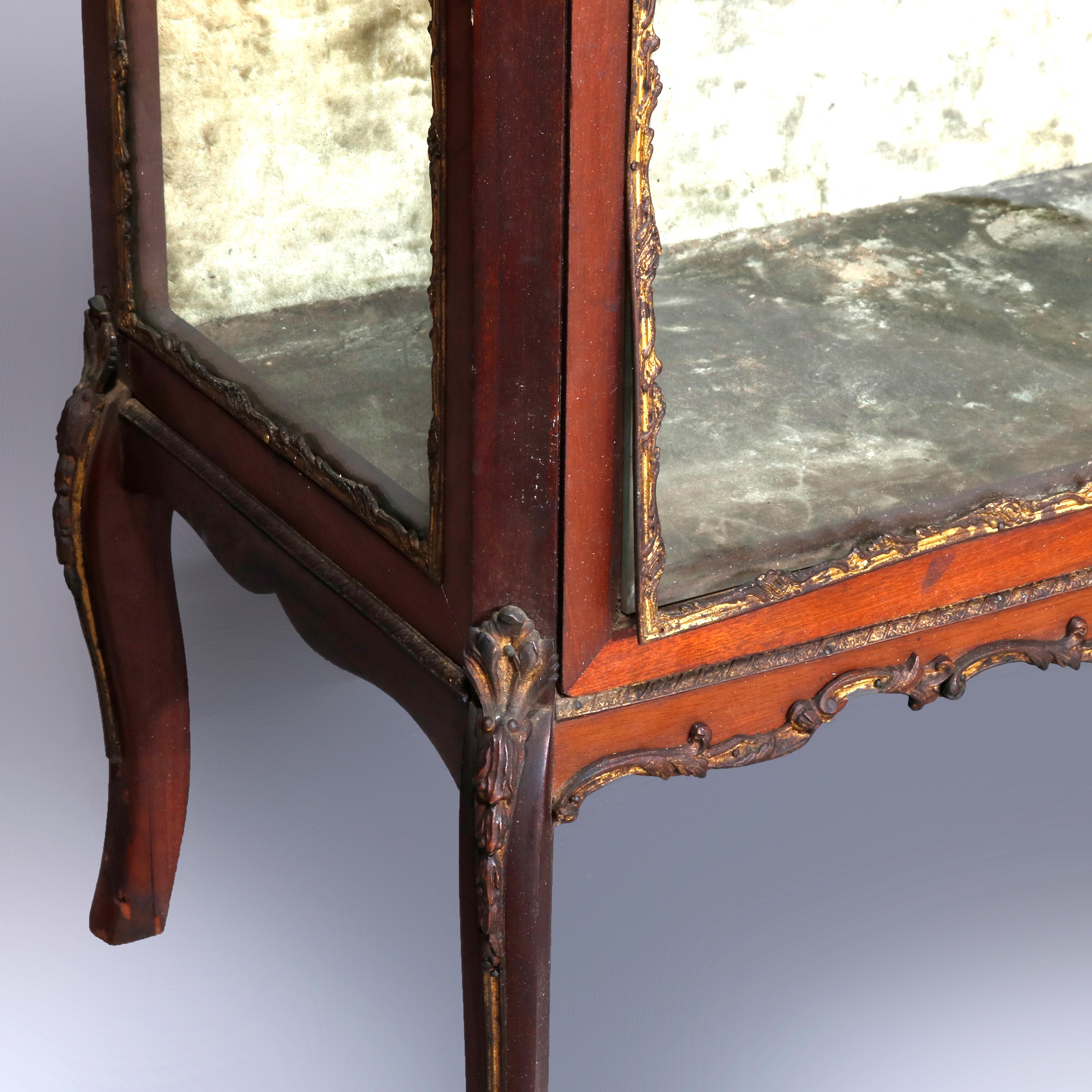 Antique French Louis XV Rosewood, Marble and Bronze Ormolu Display Vitrine 6
