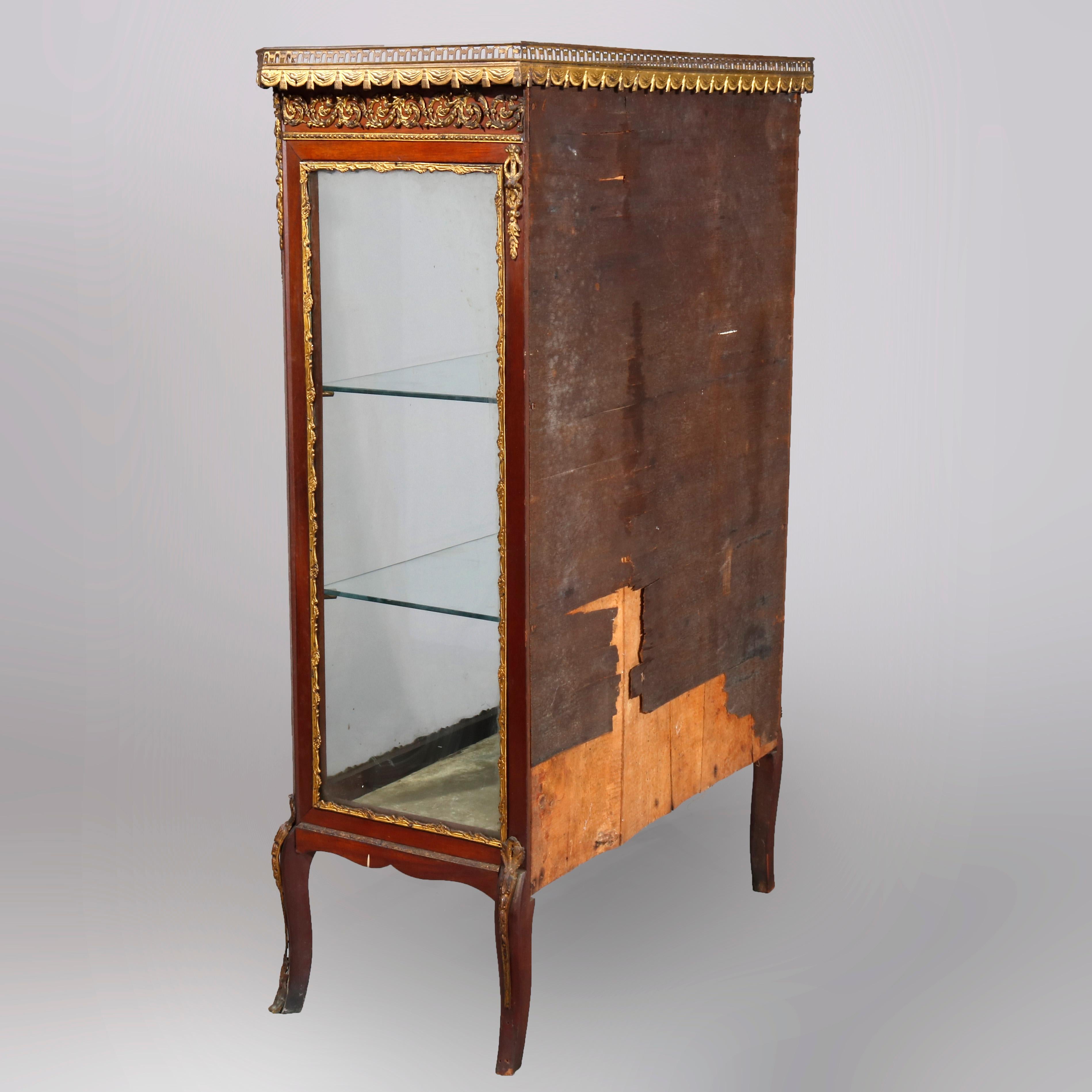 Antique French Louis XV Rosewood, Marble and Bronze Ormolu Display Vitrine 9