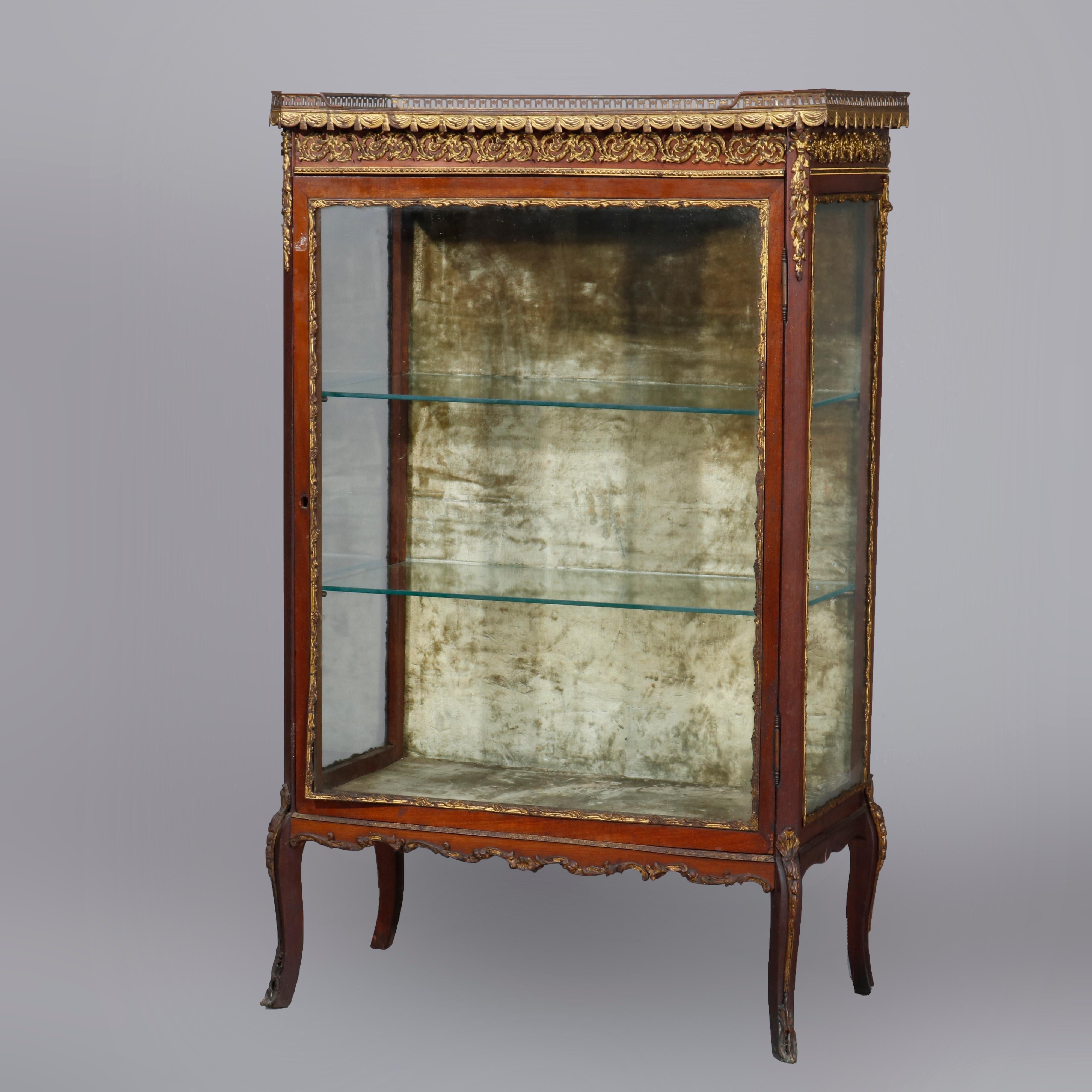 Antique French Louis XV Rosewood, Marble and Bronze Ormolu Display Vitrine 2